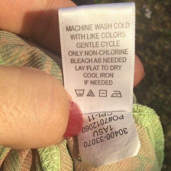 One world Womens Top Size Medium Burnout Fairy Grunge Green Brown Lace Flower - Picture 11 of 13